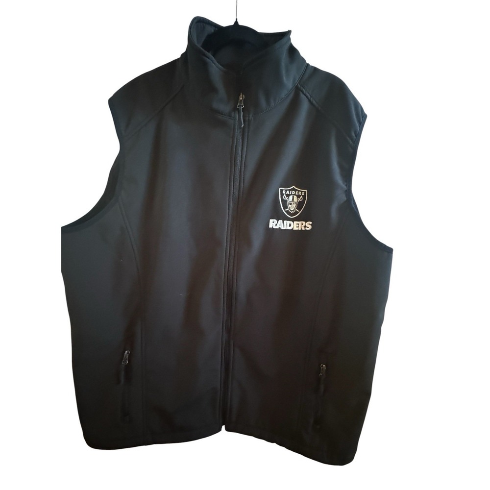 Dunbrooke Archer NFL Las Vegas Raiders Men's XL Black Softshell Full Zip Vest